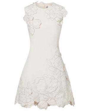 Leo Floral-Appliqué Minidress - White