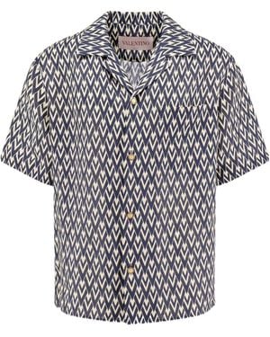 Valentino All-Over Printed Short-Sleeved Shirt - Grey