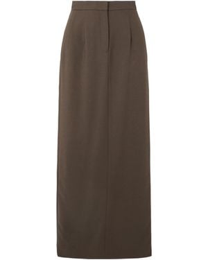 TOVE Back Slit Midi Skirt - Brown
