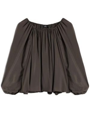 7 For All Mankind Off-Shoulder Pleated Top - Black
