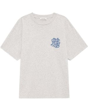 Anine Bing Cade Logo-Print Cotton T-Shirt - White