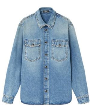Versace Embellished Denim Overshirt - Blue