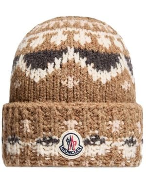 Moncler Bouclé Wool Blend Beanie - White