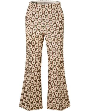 Gucci Stripe Wide Leg Pants - Natural