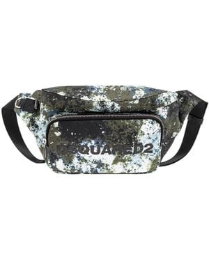 DSquared² Splatter-Print Zipped Shoulder Bag - Green