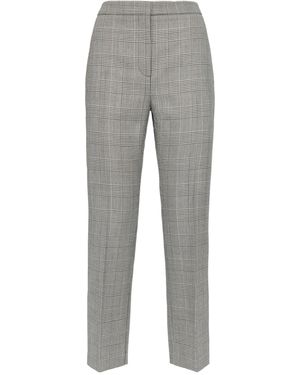 McQueen Straight-Leg Checked Cropped Trousers - Grey