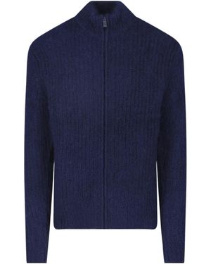 Aspesi Zip-Up Ribbed-Knit Cardigan - Blue