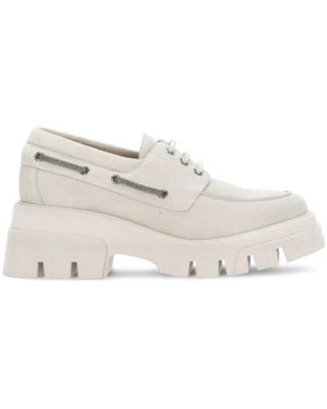 Brunello Cucinelli Platform Lace-Up Loafers - White