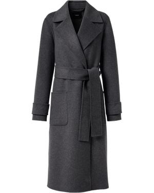 JOSEPH Belted Long-Sleeved Coat - Black