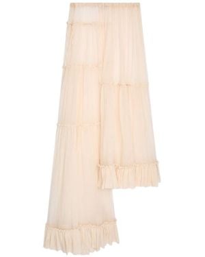 Dries Van Noten Asymmetric Hem Ruffled Skirt - Natural