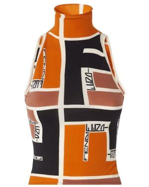 Fendi Geometric Halter Neck Top - Orange