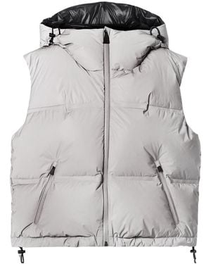 Aztech Mountain Quilted Softshell Hooded Cropped Down Vest - Gray