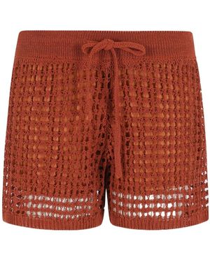 Roberto Collina Open-Knit Drawstring Shorts - Red