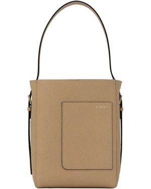 Valextra Open Top Mini Bucket Bag - Natural