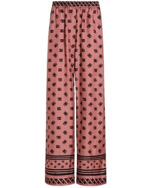 Dolce & Gabbana Silk Satin Jacquard Pyjamas With Full Dg Logo - Red