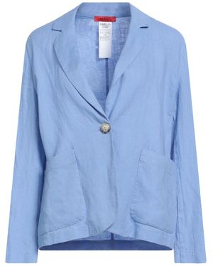 MAX&Co. Solid Color Linen Blazer - Blue