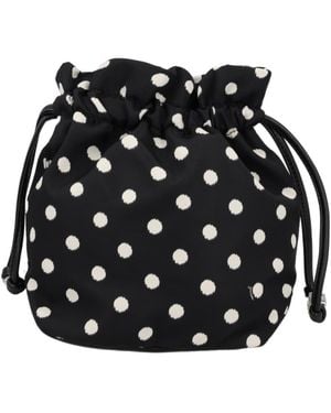 Ganni Printed Polka Dot Bucket Pouch - Black