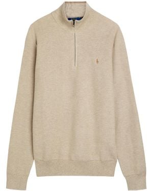 Polo Ralph Lauren Half-Zip Stand-Collar Knitted Sweater - Natural
