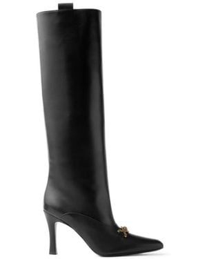 Versace Marisa Heeled Knee-High Boots - Black