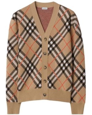 Burberry Wool-Blend Check Cardigan - Brown