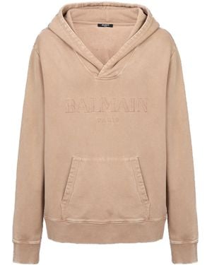 Balmain Embroidered Logo Hoodie - Natural