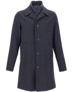 Herno Checked Bib-Insert Coat - Blue