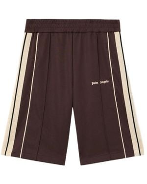 Palm Angels Logo-Stripe Track Shorts - Purple