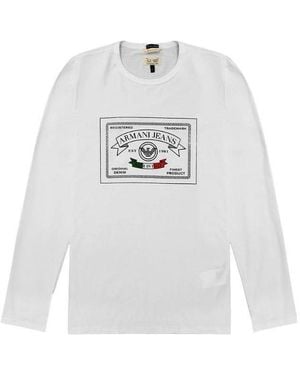 Armani Jeans T-Shirt With Round Neck And Long Sleeves - White