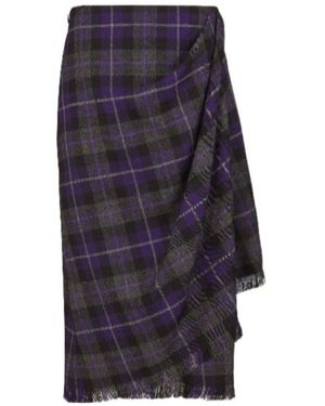 Dior Christian Checked Draped Skirt - Blue