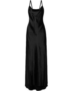 Ann Demeulemeester Nura Layered Draped Crepe-Trimmed Satin Maxi Dress - Black