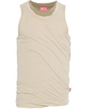 DIESEL T-Dred-Plain Twisted Double-Layered Tank Top - Natural
