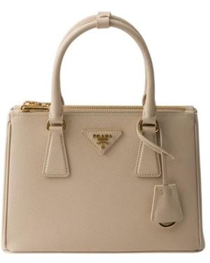 Prada Galleria Small Saffiano Leather Bag - Natural
