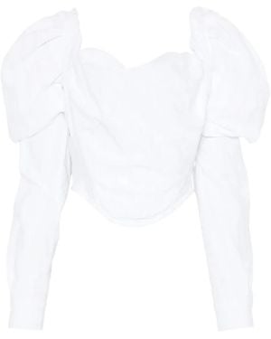 Vivienne Westwood Ls Sunday Puff-Sleeve Cropped Corset Top - White