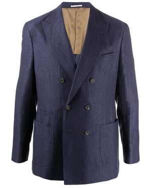 Brunello Cucinelli Dark Button-Down Suit Coat - Blue
