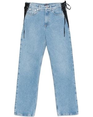 Mugler ミュグレー レースアップ ストレートレッグ ジーンズ - Blue