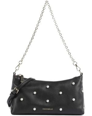Coccinelle Embellished Chiain Linked Shoulder Bag - Black
