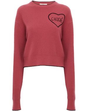 Chloé Chloé Logo Intarsia Knit Jumper - Red