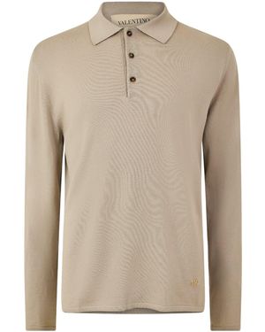Valentino Longsleeve Knit Polo - Natural