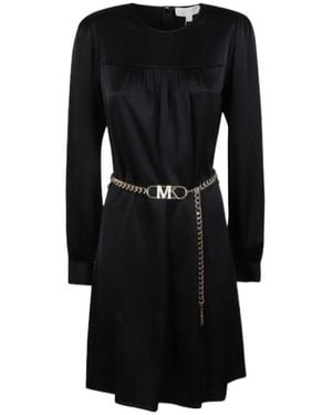 MICHAEL Michael Kors Satin Belted Mini Dress - Black