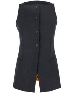 ..,merci Button Vest - Black
