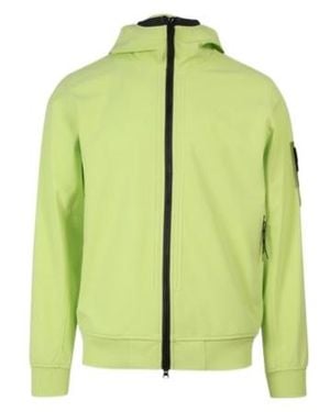 Stone Island Logo Patch Zip-Up Jacket - Green