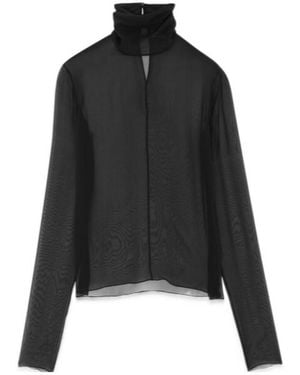 Saint Laurent Turtleneck Long-Sleeved Blouse - Black