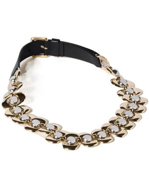 Miu Miu Logo-Engraved Bead-Chain Belt - White