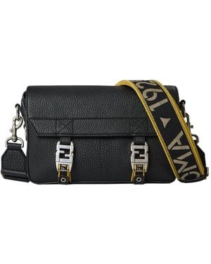 Fendi Grained Leather Crossbody Bag - Black
