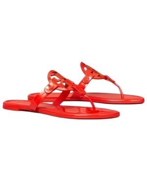Tory Burch Round Toe Flip Flops - Red