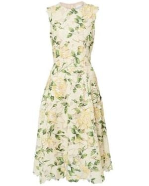 Oscar de la Renta Printed Midi Dress - Metallic