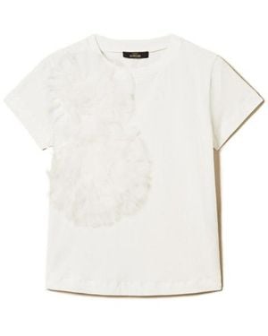 Twinset Sheer Floral T-Shirt - White