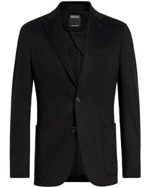 ZEGNA Long-Sleeved Suit Coat - Black