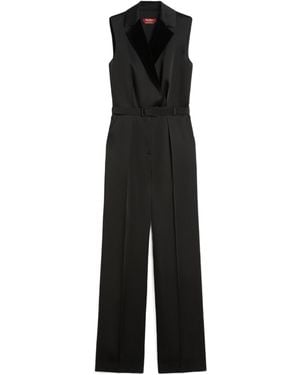 Max Mara Lapel Sleeveless Jumpsuit - Black