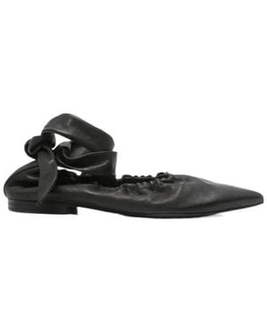 Uma Wang Pointed-Toe Ankle-Tie Ballet Flats - Black